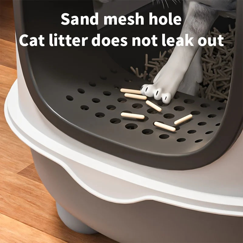 Closed cat litter box, splash proof, odor isolation, dual-purpose, foldable design, can accommodate cats weighing less t