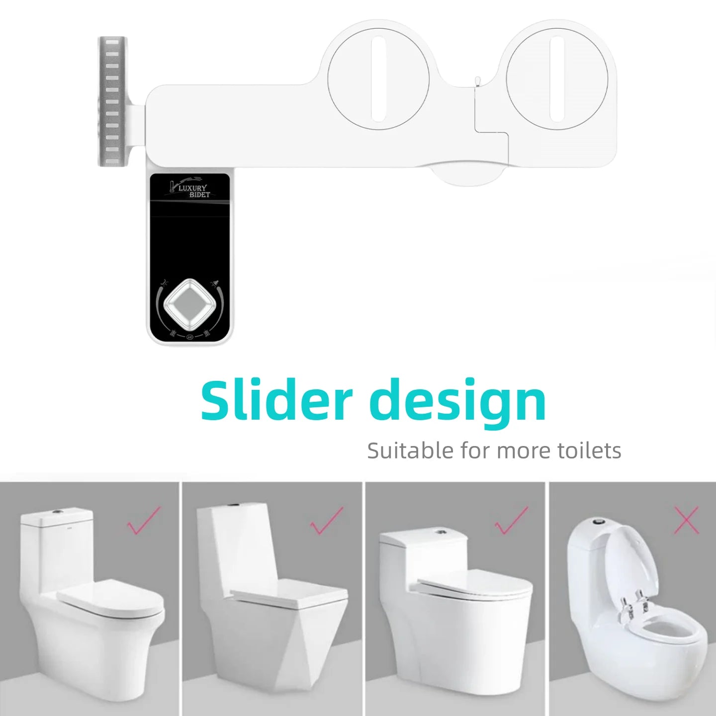 YCRAYS Bidet Toilet Seat Attachment Ultra-thin Non-Electric Dual Nozzles Lady Wash Hot Cold Mixer Water With Phone Holder Hook