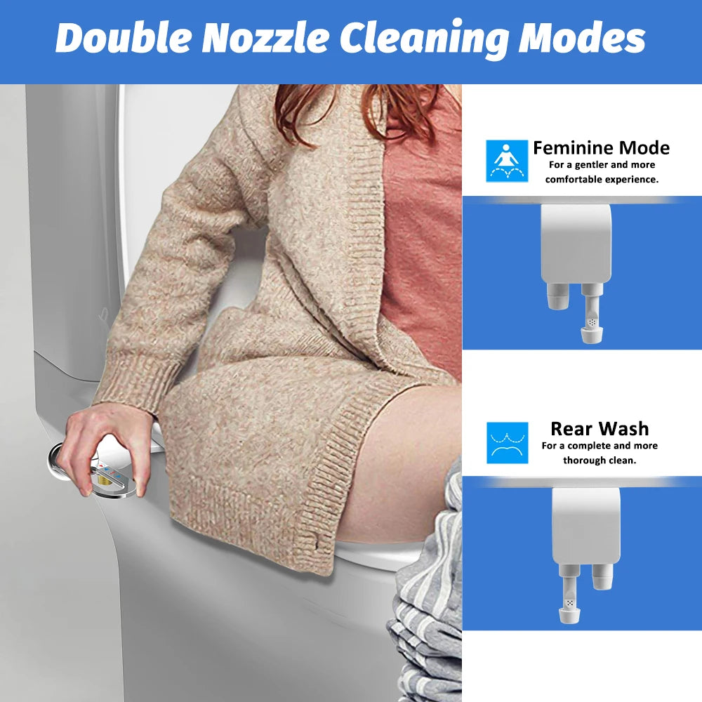 Bidet Toilet Seat New Lightweight Ultra-thin Non-Electric  Double Nozzle Adjustable Water Pressure