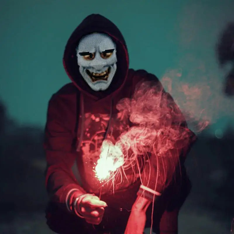Bluetooth APP Control Smart Carnival Led Face Masks Display Led Light Up Mask Programmable Change Face DIY Photoes for Halloween