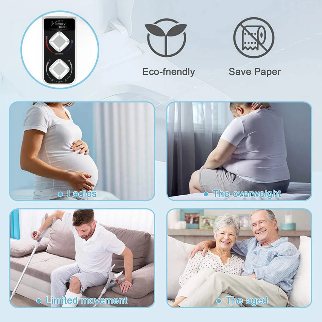 YCRAYS Bidet Toilet Seat Attachment Ultra-thin Non-Electric Dual Nozzles Lady Wash Hot Cold Mixer Water With Phone Holder Hook