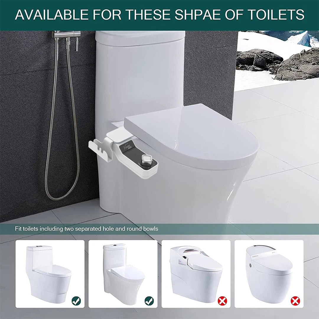 YCRAYS Bidet Toilet Seat Attachment Ultra-thin Non-Electric Dual Nozzles Lady Wash Hot Cold Mixer Water With Phone Holder Hook