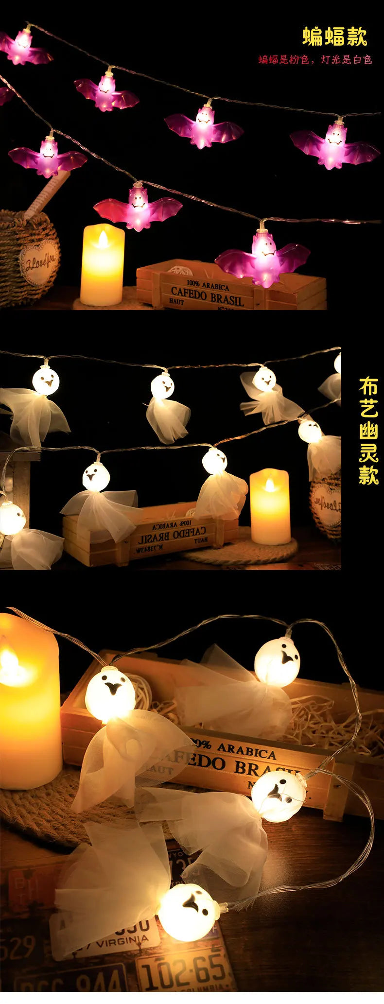 1.5m 10Led Halloween Light String Pumpkin Skull Eye Balls Ghost Festival Party Lantern Trick Or Treat Happy Halloween Day Decor