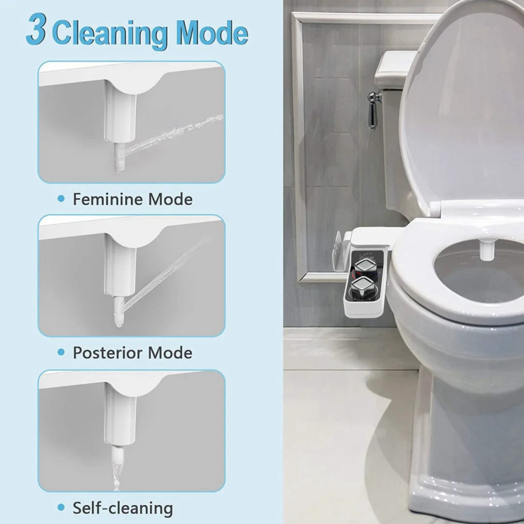 YCRAYS Bidet Toilet Seat Attachment Ultra-thin Non-Electric Dual Nozzles Lady Wash Hot Cold Mixer Water With Phone Holder Hook