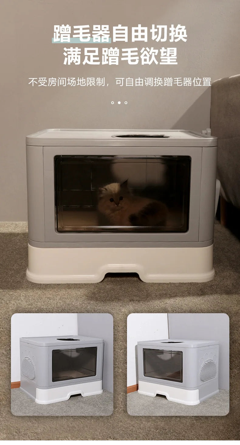 Square Full Closed Cat Litter Box Strong Durable Large Space Anti-splash Kitten Toilet Fortable Cat House With Drawer Sandbox