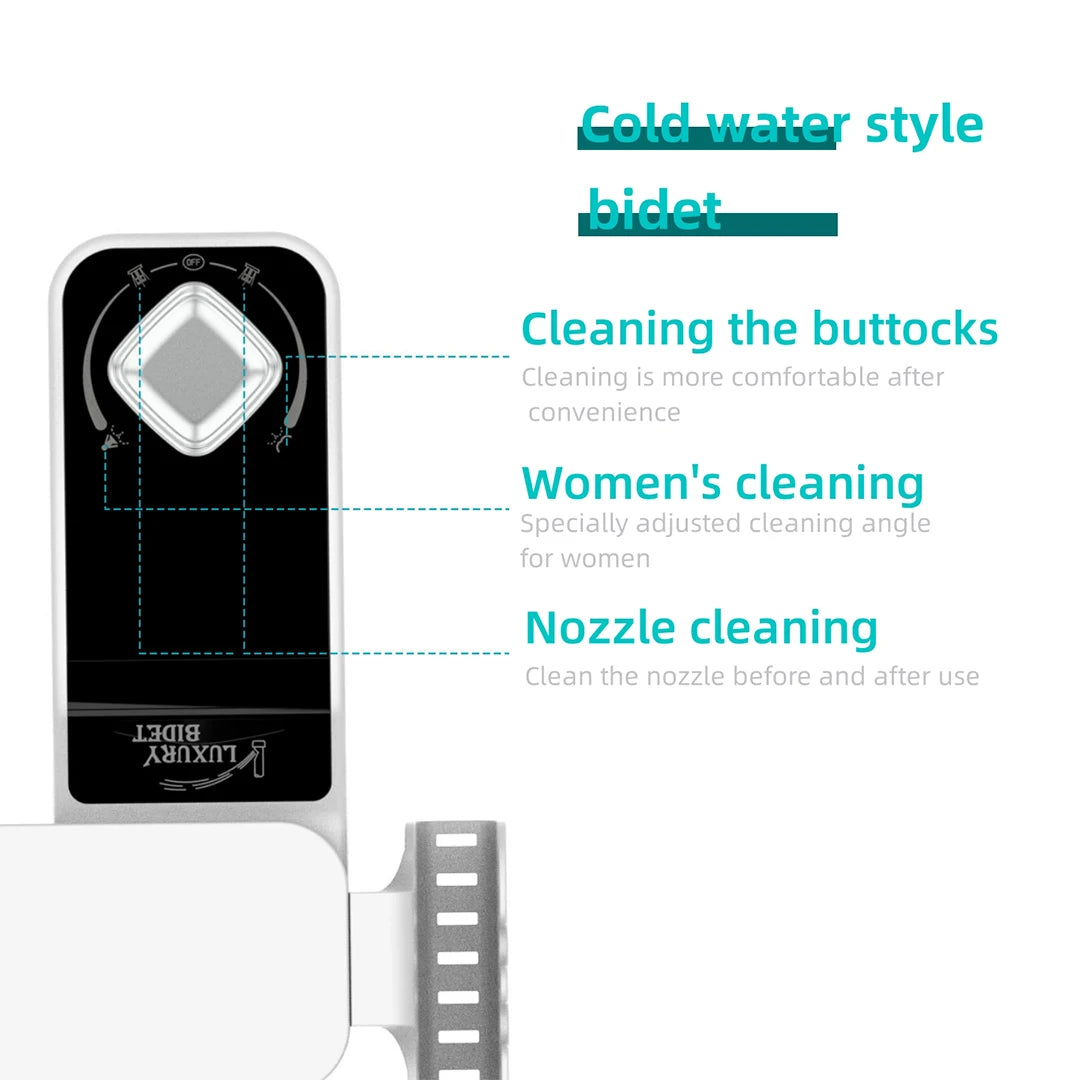 YCRAYS Bidet Toilet Seat Attachment Ultra-thin Non-Electric Dual Nozzles Lady Wash Hot Cold Mixer Water With Phone Holder Hook
