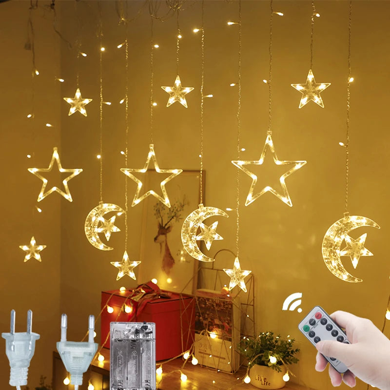 Christmas Decor String Garland Curtain Light LED For Wedding Home Christmas Tree Ornament 2024 Navidad Xmas Gift 2025 New Year
