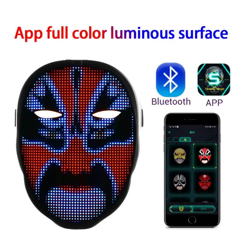 Bluetooth APP Control Smart Carnival Led Face Masks Display Led Light Up Mask Programmable Change Face DIY Photoes for Halloween