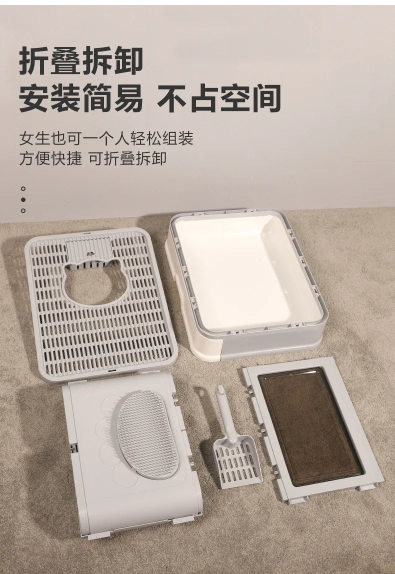 Square Full Closed Cat Litter Box Strong Durable Large Space Anti-splash Kitten Toilet Fortable Cat House With Drawer Sandbox