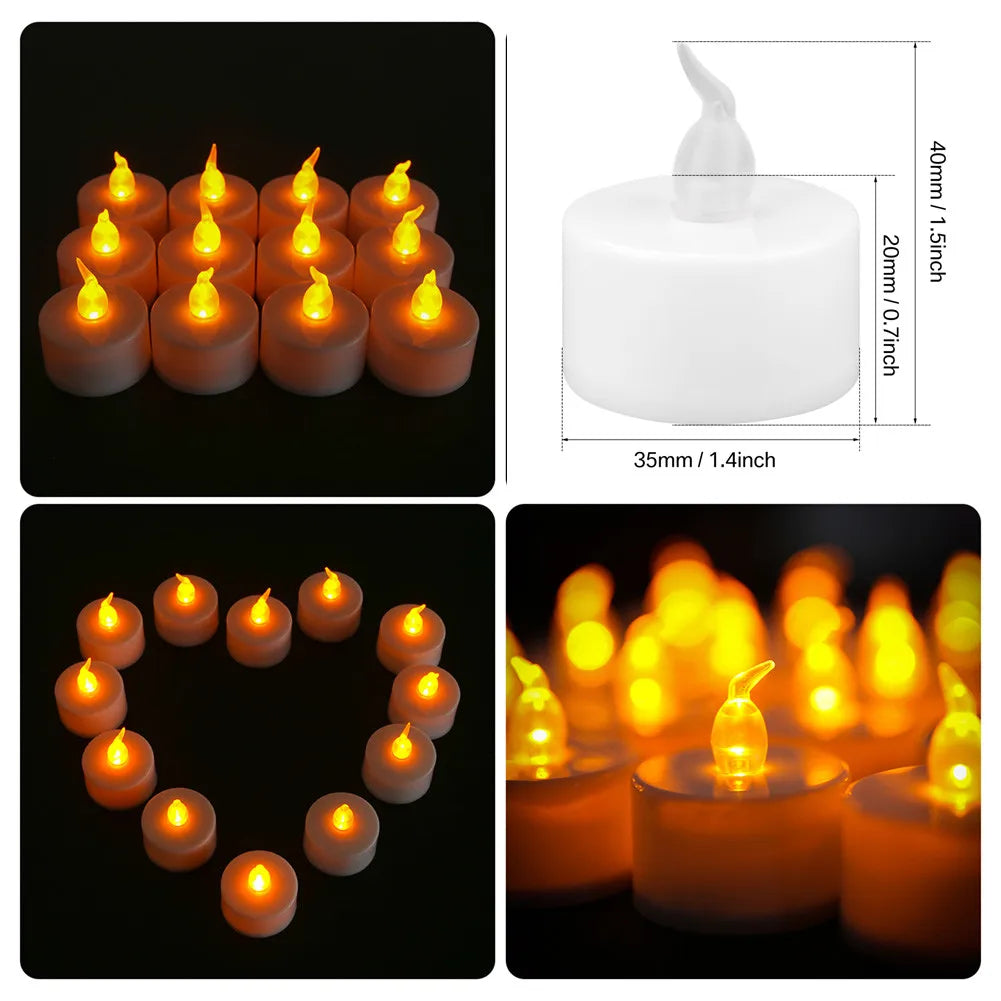 12/24pc Flameless LED Candle with/without Remote control Lighting Flickering Flame Tea Light for Halloween Christmas Home Decor