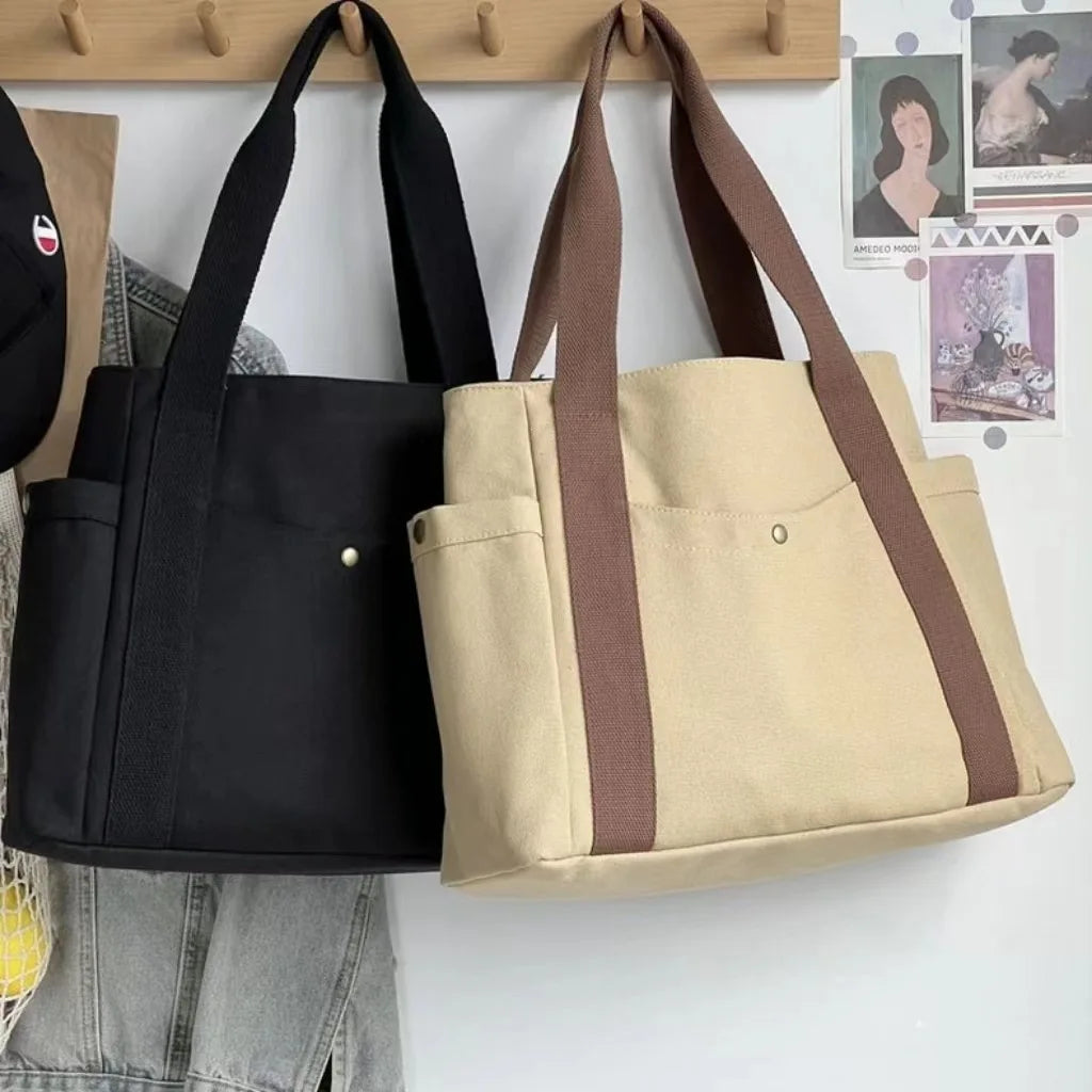 Large Capacity Tote Bag Commuting Canvas Shoulder Bag Fashionable and Convenient Handbag for Women Purses and Handbags