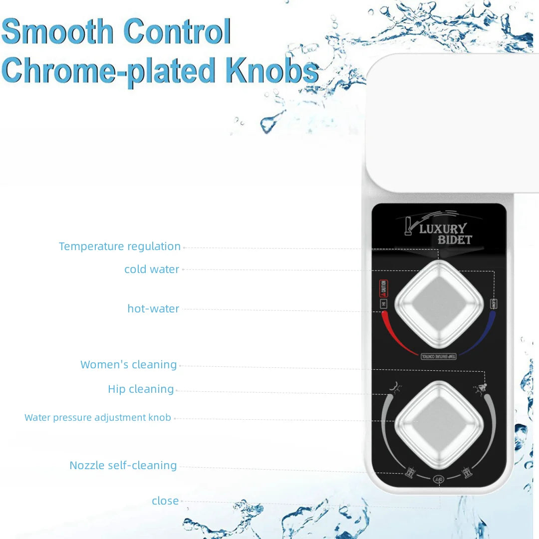 YCRAYS Bidet Toilet Seat Attachment Ultra-thin Non-Electric Dual Nozzles Lady Wash Hot Cold Mixer Water With Phone Holder Hook