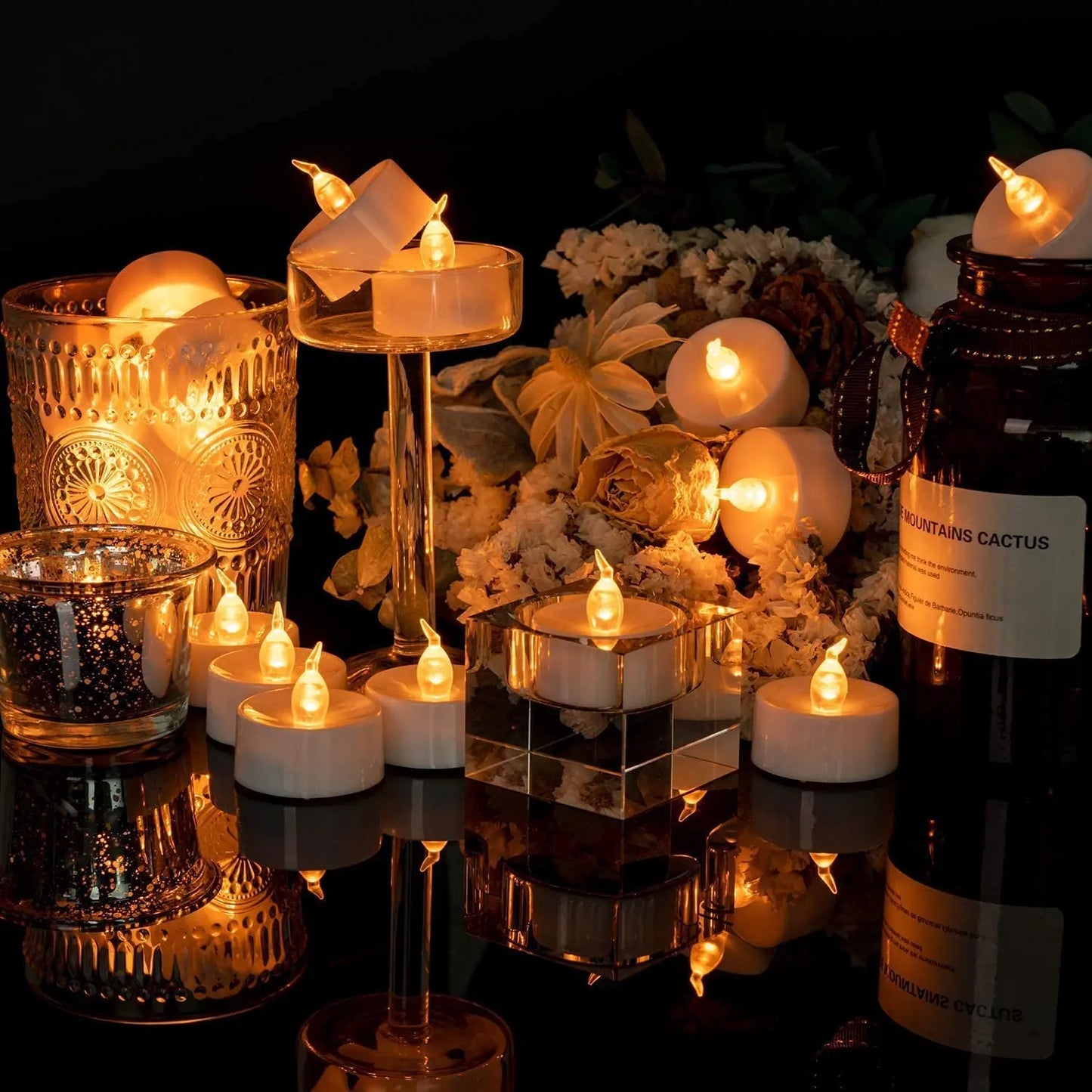 12/24pc Flameless LED Candle with/without Remote control Lighting Flickering Flame Tea Light for Halloween Christmas Home Decor