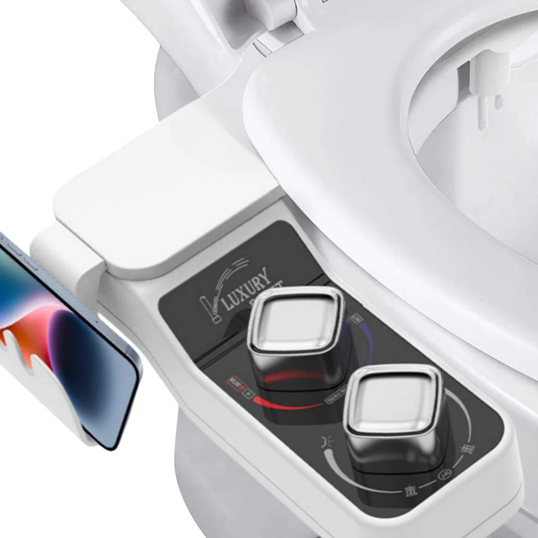 YCRAYS Bidet Toilet Seat Attachment Ultra-thin Non-Electric Dual Nozzles Lady Wash Hot Cold Mixer Water With Phone Holder Hook