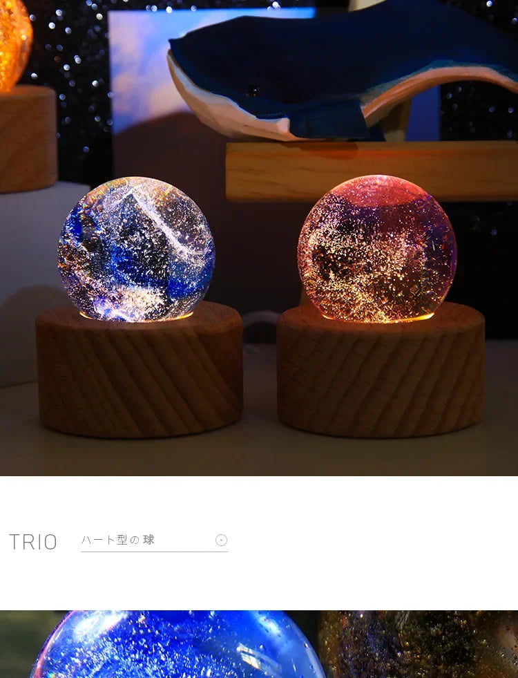 Fantasy Colorful Glass Star Ball Luminous Planet Astronomy Planets Ball Fantastic Style Home Decoration Cosmic Model Gift