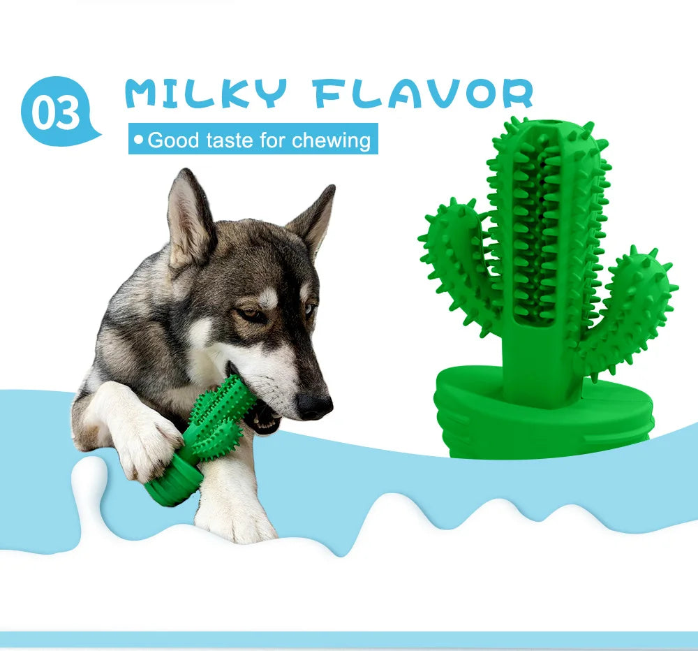 Dog Cactus Interactive Rubber Chew Toys For Small Large Dogs Tooth Cleaning Toothbrush For Small Large Dogs Treat Dispenser Pet