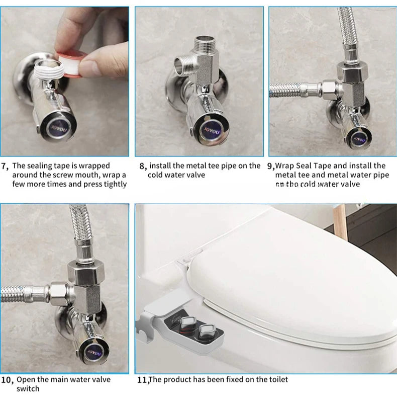 YCRAYS Bidet Toilet Seat Attachment Ultra-thin Non-Electric Dual Nozzles Lady Wash Hot Cold Mixer Water With Phone Holder Hook