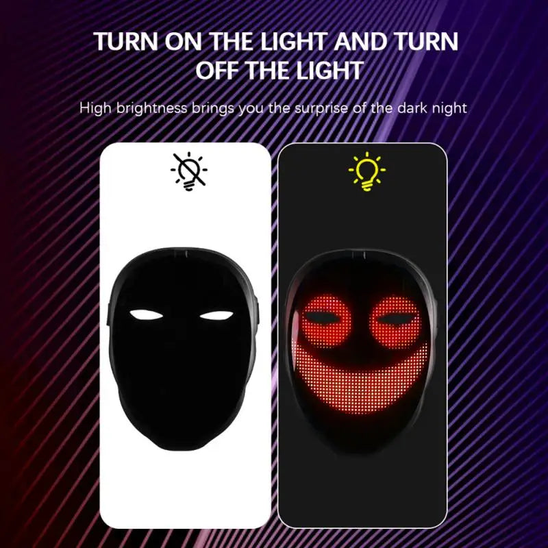 Bluetooth APP Control Smart Carnival Led Face Masks Display Led Light Up Mask Programmable Change Face DIY Photoes for Halloween