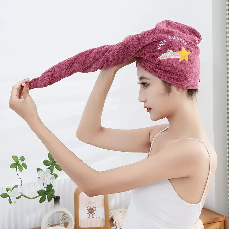 Women Soft Microfiber Towels Shower Cap Towel Bath Hats for Women Dry Hair Cap Quick Drying Soft for Lady Turban Head Girl Towel