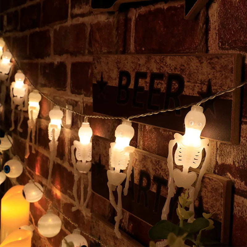 1.5m 10Led Halloween Light String Pumpkin Skull Eye Balls Ghost Festival Party Lantern Trick Or Treat Happy Halloween Day Decor