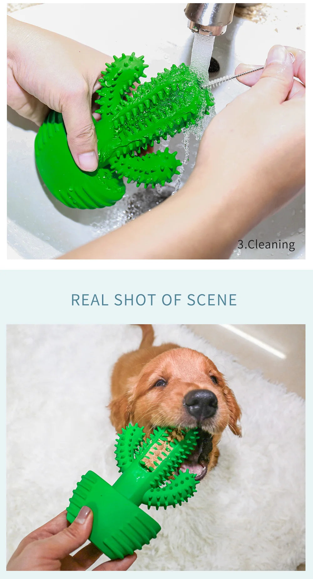Dog Cactus Interactive Rubber Chew Toys For Small Large Dogs Tooth Cleaning Toothbrush For Small Large Dogs Treat Dispenser Pet