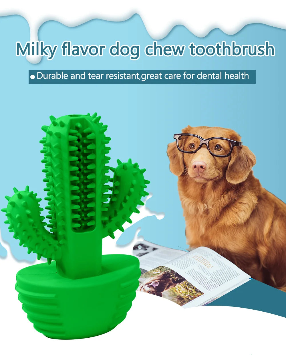Dog Cactus Interactive Rubber Chew Toys For Small Large Dogs Tooth Cleaning Toothbrush For Small Large Dogs Treat Dispenser Pet