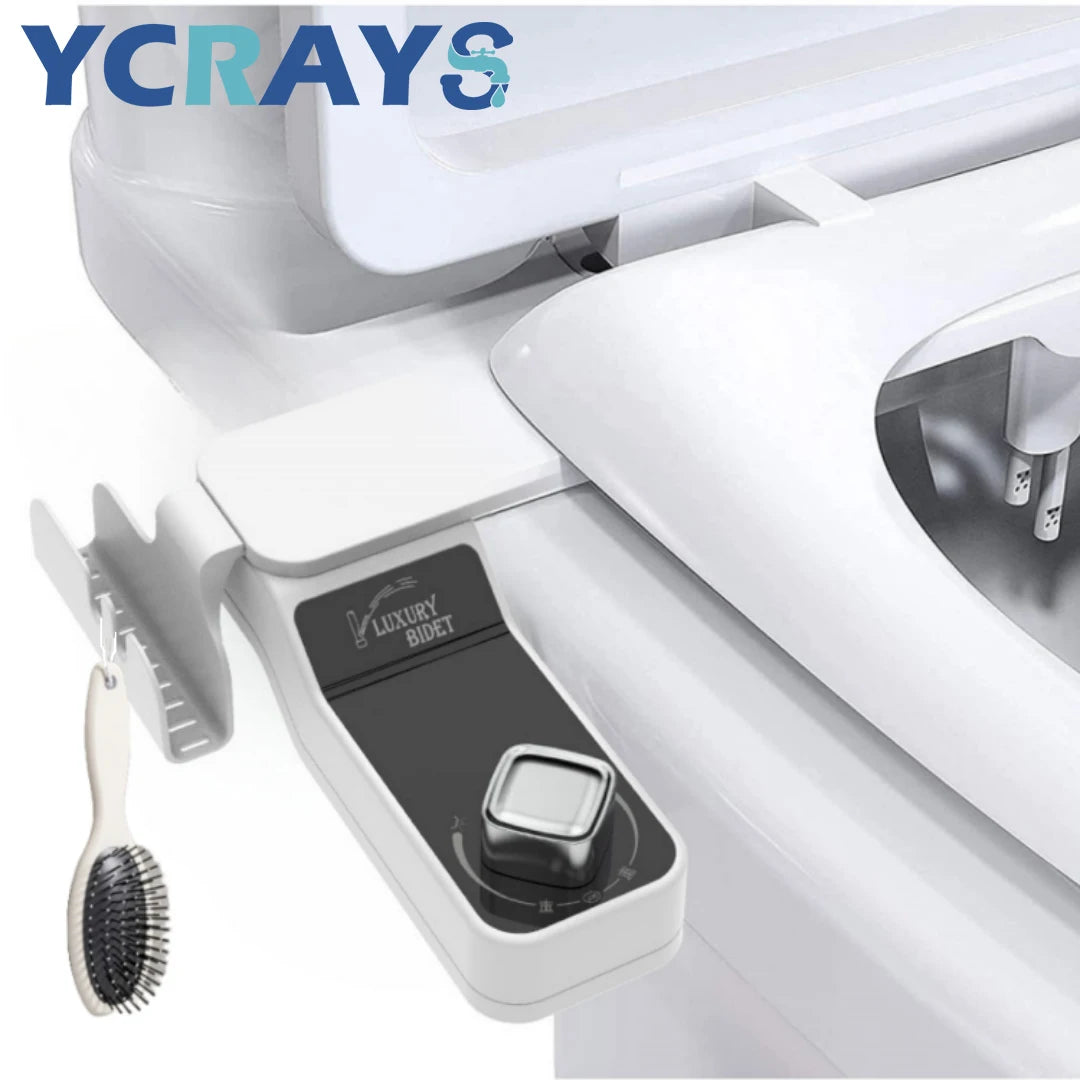 YCRAYS Bidet Toilet Seat Attachment Ultra-thin Non-Electric Dual Nozzles Lady Wash Hot Cold Mixer Water With Phone Holder Hook