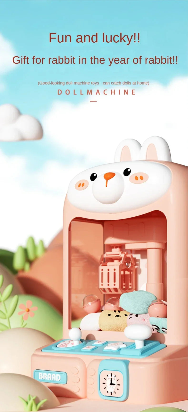 Mini toys Claw Machine Toys for Children Automatic Operated Play Game Arcade Machines Kids Doll Vending Machine Birthday Gifts