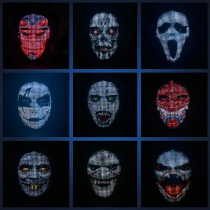 Bluetooth APP Control Smart Carnival Led Face Masks Display Led Light Up Mask Programmable Change Face DIY Photoes for Halloween