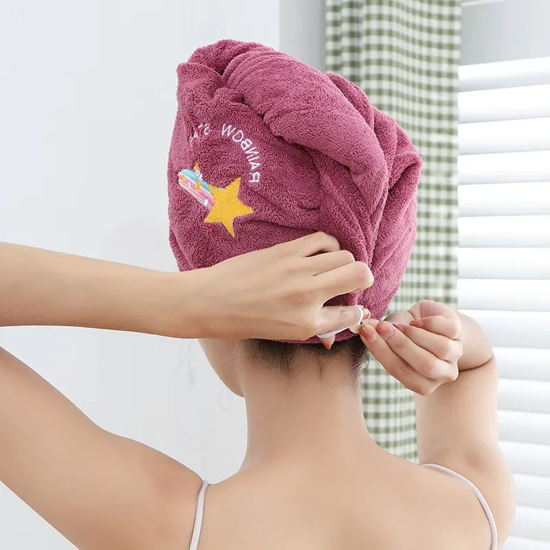 Women Soft Microfiber Towels Shower Cap Towel Bath Hats for Women Dry Hair Cap Quick Drying Soft for Lady Turban Head Girl Towel