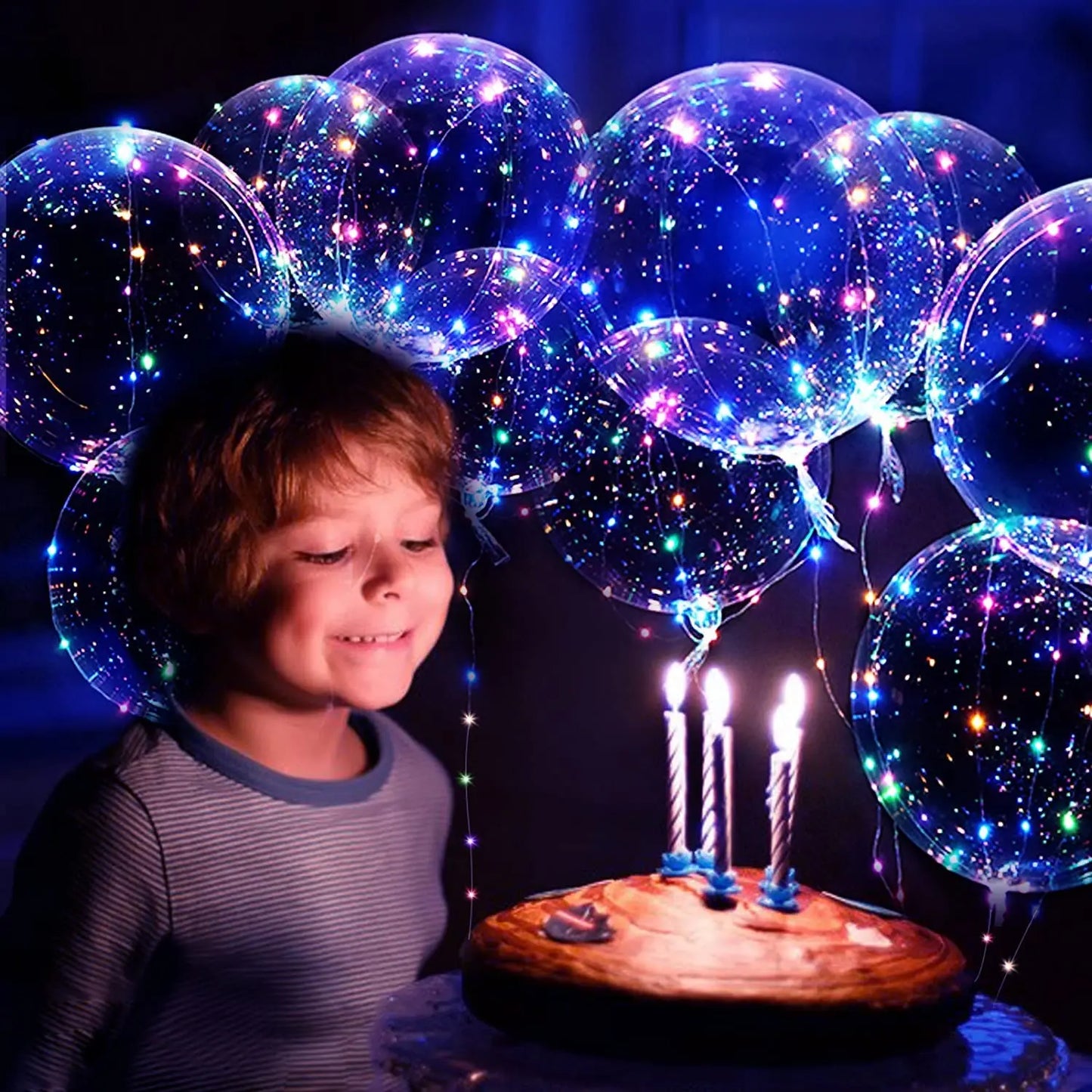 20 Inches Glow Clear Bubble Balloon LED Light Up BoBo Balloons for Baby Shower Christmas Birthday Party Wedding Decoration