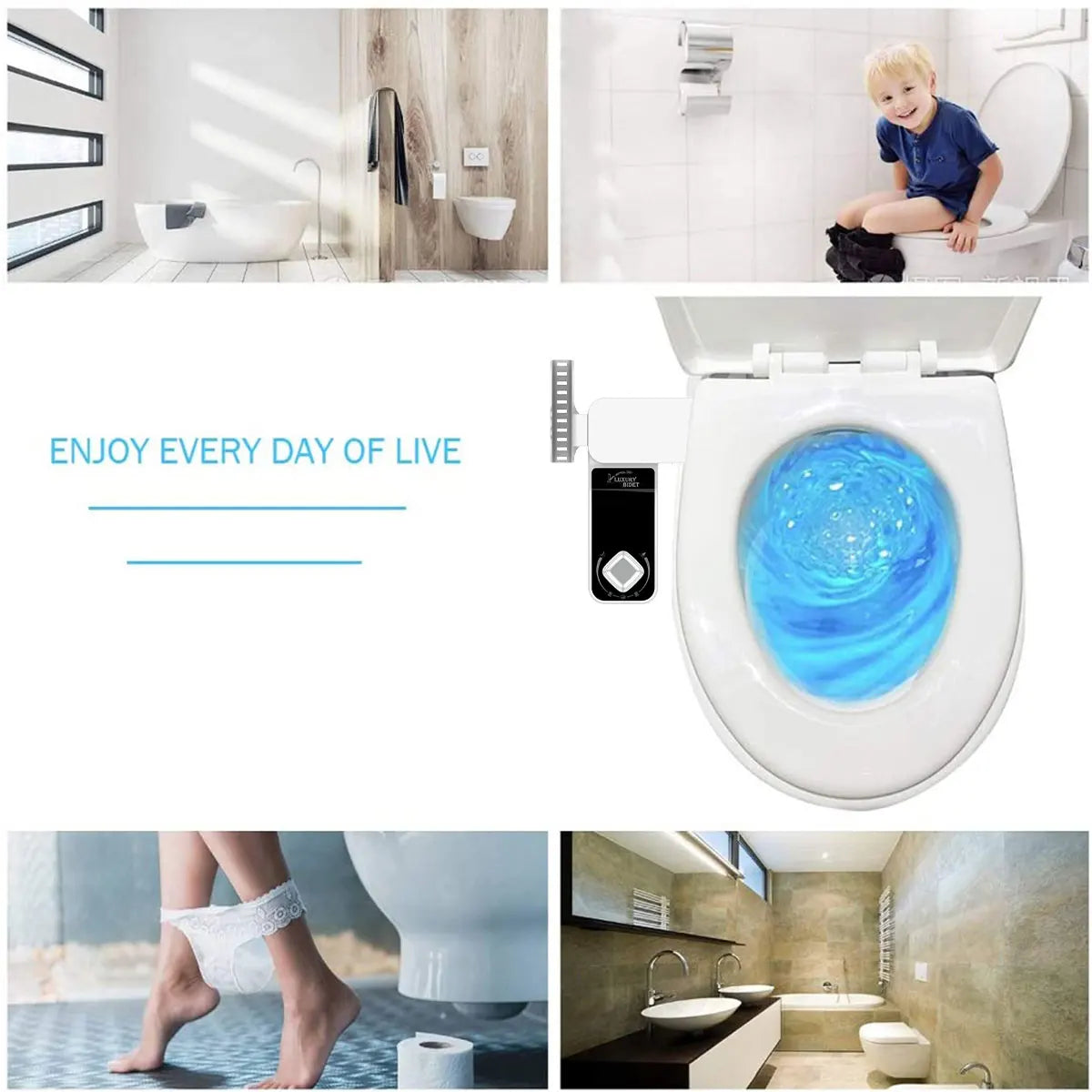 YCRAYS Bidet Toilet Seat Attachment Ultra-thin Non-Electric Dual Nozzles Lady Wash Hot Cold Mixer Water With Phone Holder Hook
