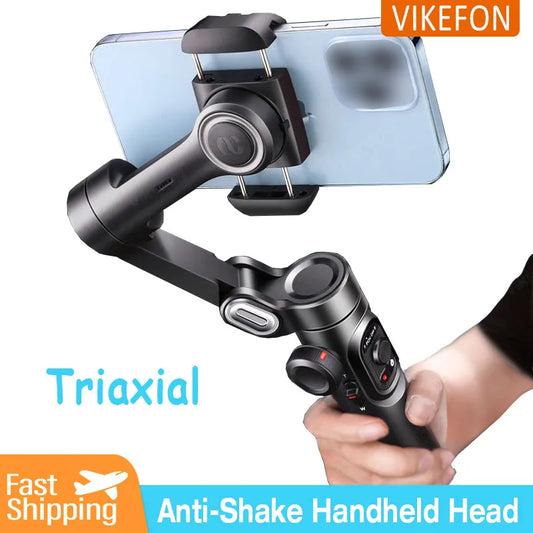 VIKEFON 3-Axis Handheld Gimbal Stabilizer for Smartphone with Fill Light for iPhone Android Face Tracking Tiktok Vlog Smart XE